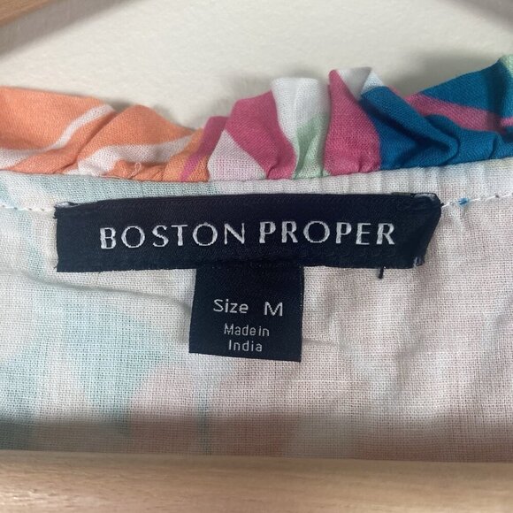 Boston Proper Abstract Forest Tiered Shift Dress Size M Resort Tropical Vacation - Picture 4 of 10